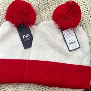 Kids Red and White Pom-Pom Beanie